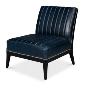 Chateau Blue Leather Slipper Chair