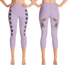 Our best viral leggings pale purple awesome goddess black letters