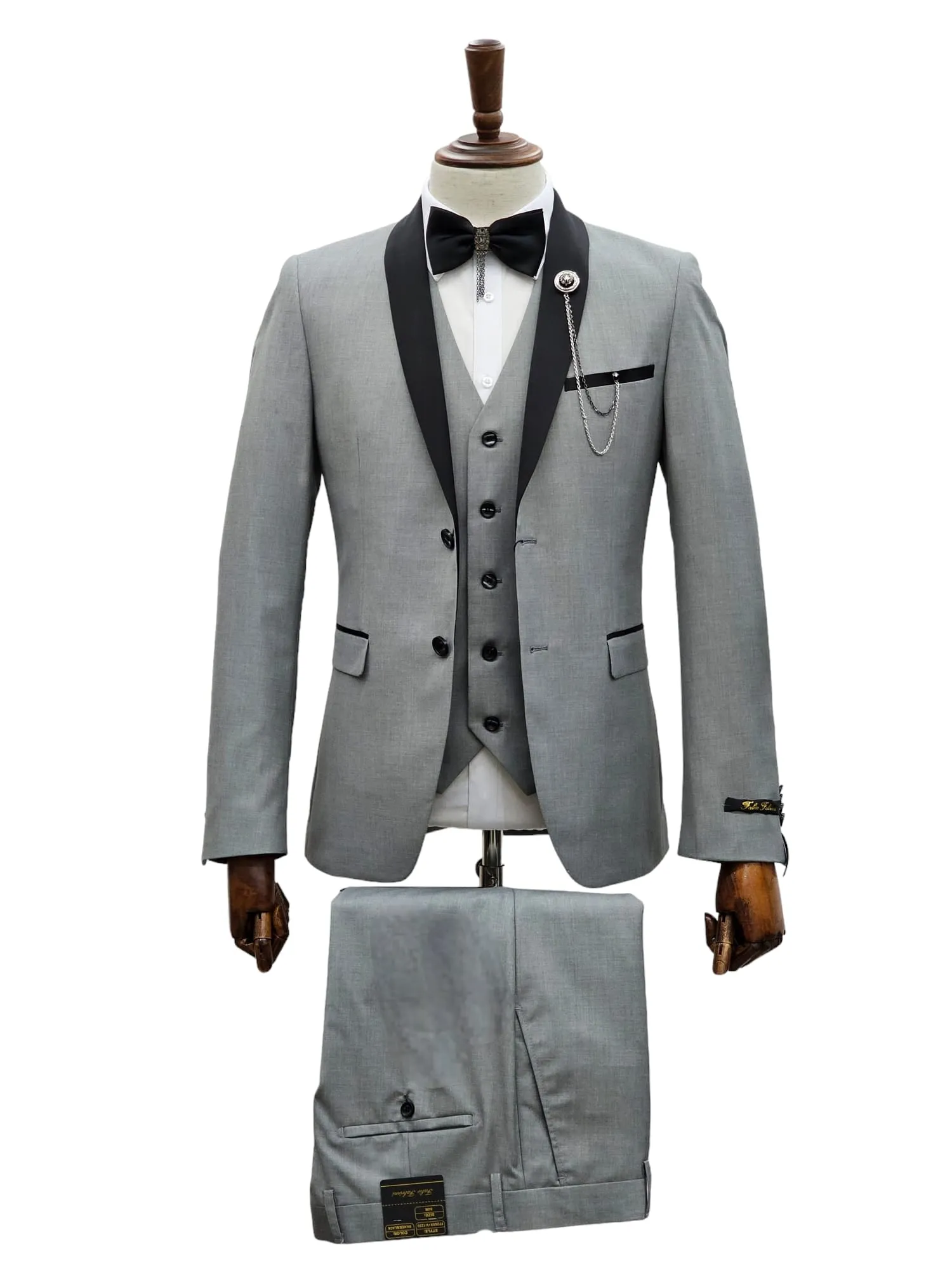 2 Button Shawl Lapel Silver Slim Fit Suit FF2SSX V-1230