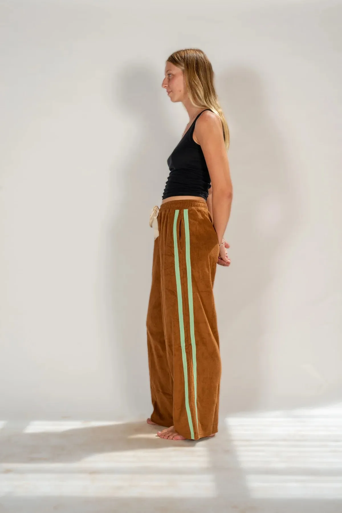 Atmosea - Apres Surf Pant - Brown with Mint Stripe