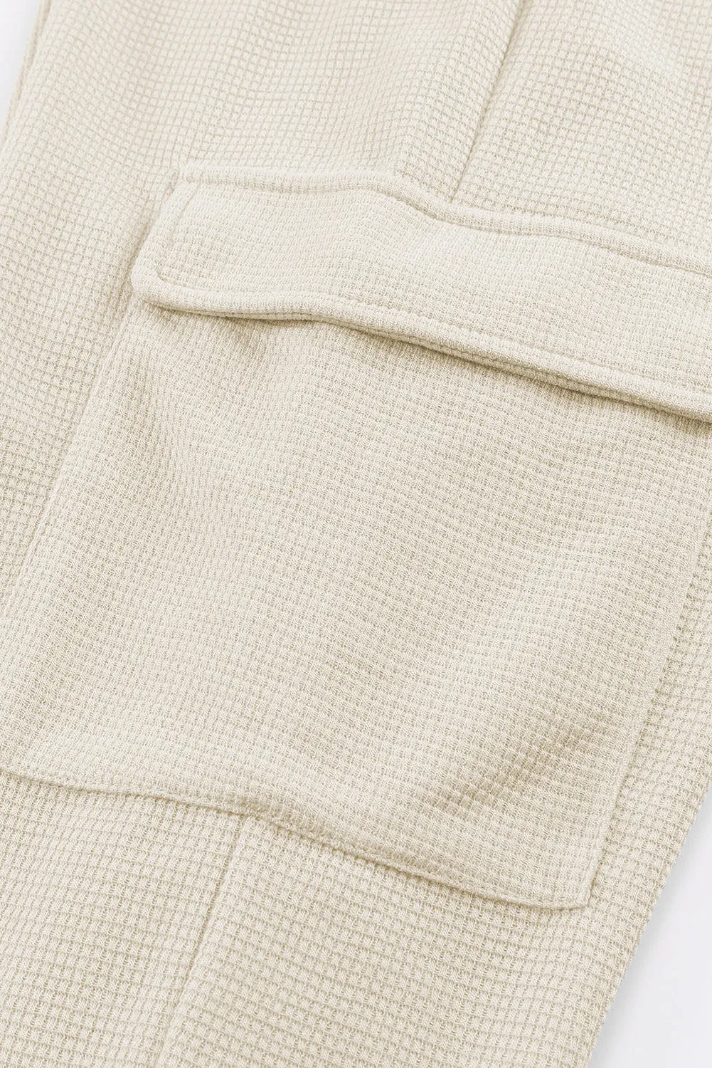 Beige Waffle Texture Cargo Pocket Jogger Pant