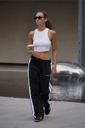 Black Sporty Straight Fit Pants