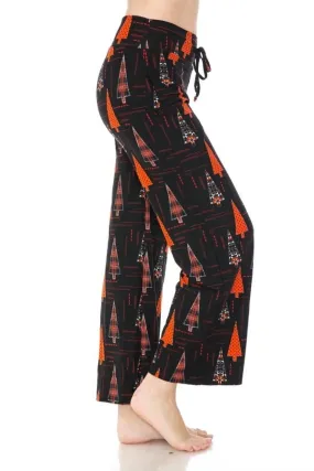 Christmas Plaid Tree Print Comfortable Soft Lounge Pajama Pants