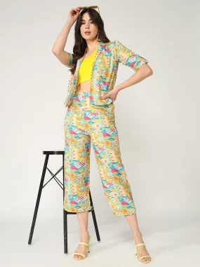 Fusion Quirky Digital Printed Blazer With Pant Set