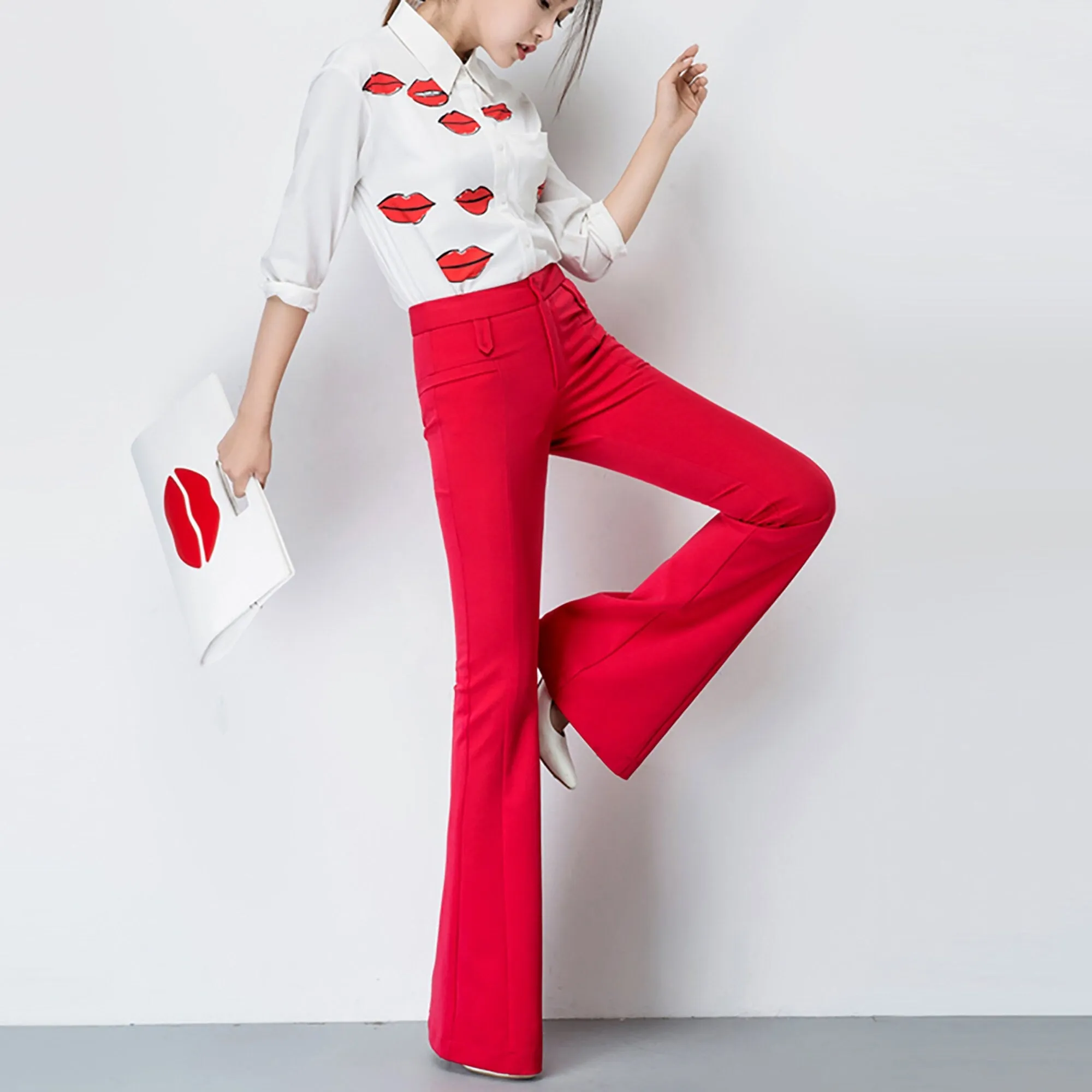 High Waist Flare Leg Pants