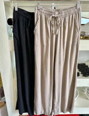 Linen Blend Wide Leg Pants