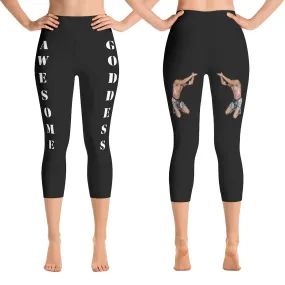 Our best viral leggings black awesome goddess white letters