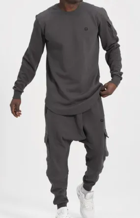 Optimized Title: Dark Grey QL Sniper Set Cargo Joggers and Longline Top with Enhanced Comfort and Style