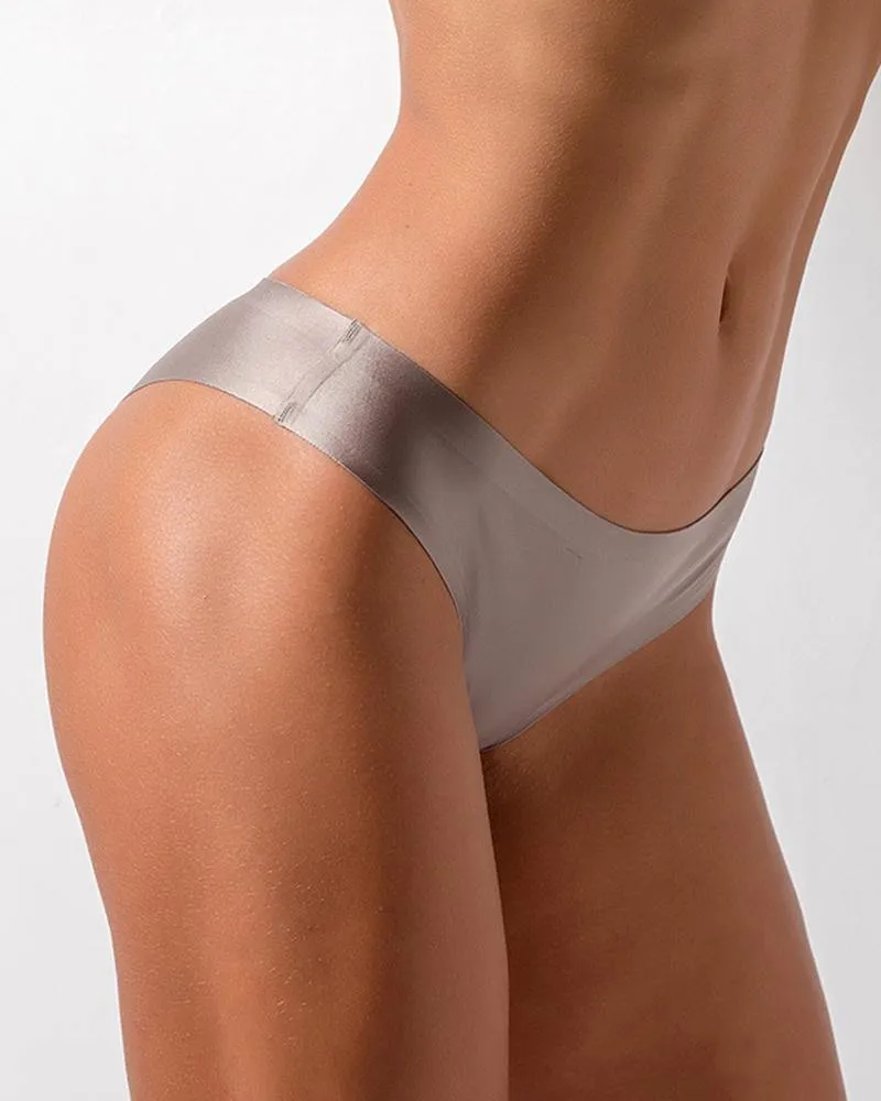 Solid Color Ice Silk Seamless Thong Panties