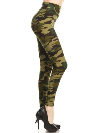 Women Plus High Waist Camouflage Military Printed Yoga Work Out Pants Legging